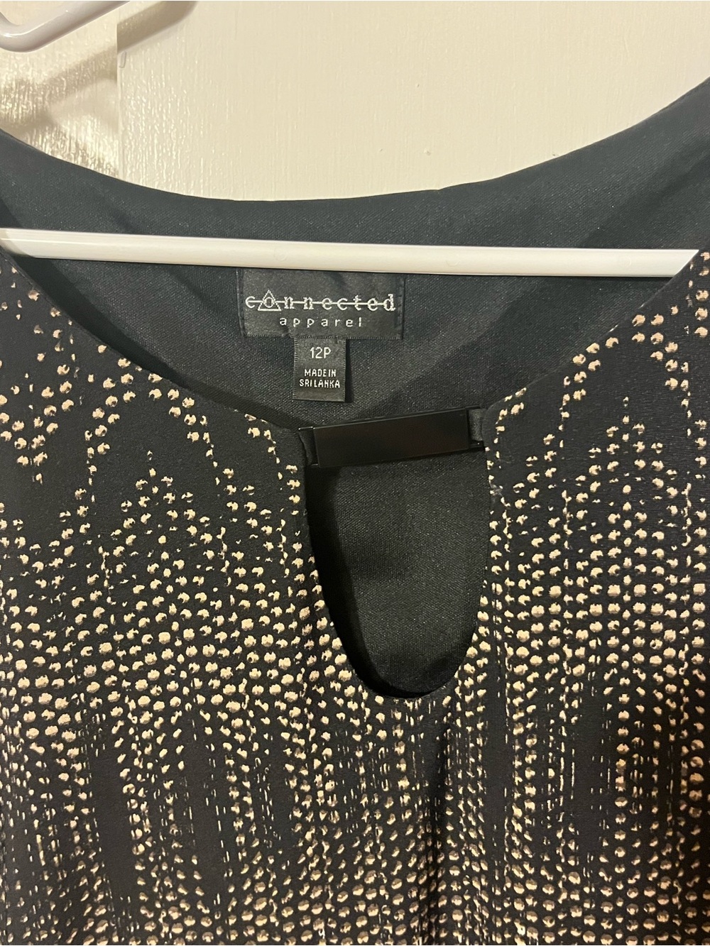 connected apparel Black & White Patterned Keyhole Long Sleeve Dress - Picture 3 of 3